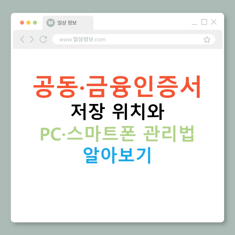 공동·금융인증서 저장 위치와 PC·스마트폰 관리법 알아보기